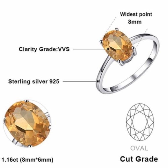 1.6CT Citrine Ring - 925 Sterling Silver - Picture 5 of 5